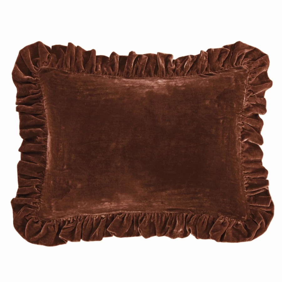 Home Goods * | Hot Sale Hiend Accents Stella Faux Silk Velvet Ruffled Dutch Euro Pillow, 27 X39