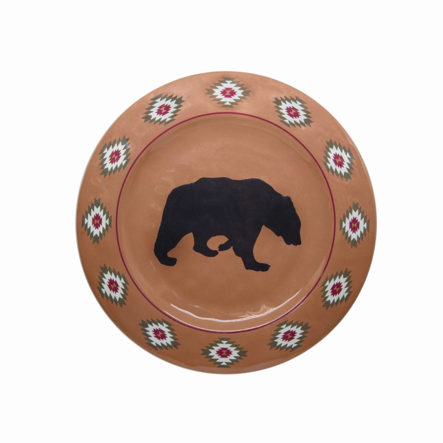 Home Goods * | Discount Hiend Accents Aztec Bear Melamine Dinner Plate, 4 Pc