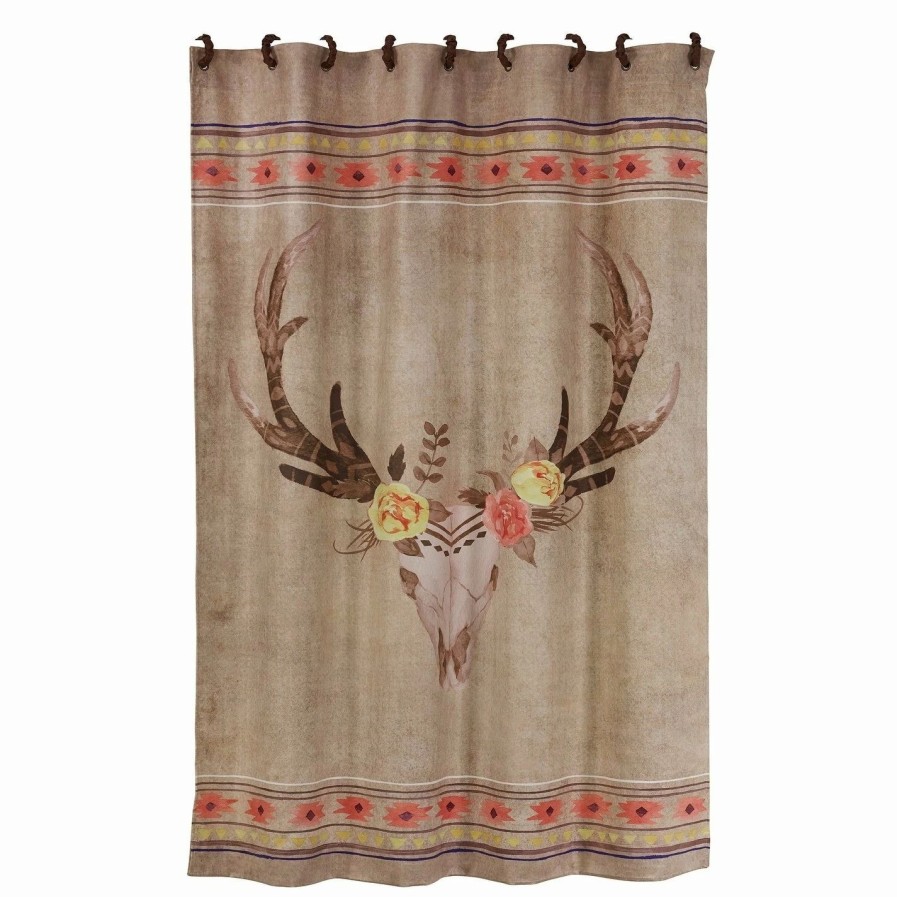 Bedding * | Hot Sale Hiend Accents Desert Skull Shower Curtain, 72 72