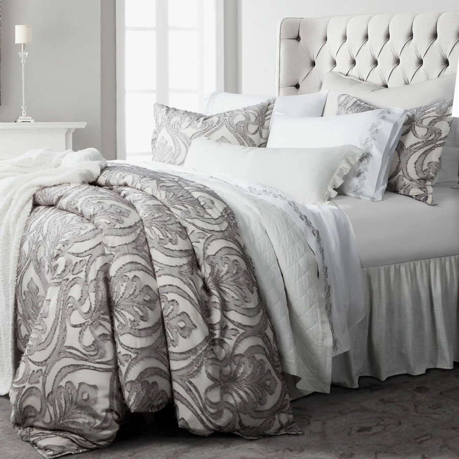 Bedding * | Cheap Hiend Accents 3 Pc Nicole Damask Comforter Set, Gray