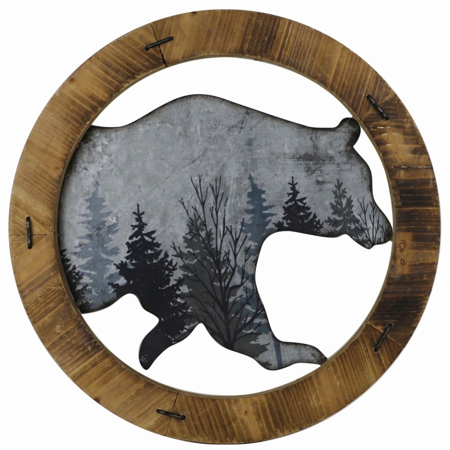 Home Goods * | Best Sale Hiend Accents Round Bear Wall Decor