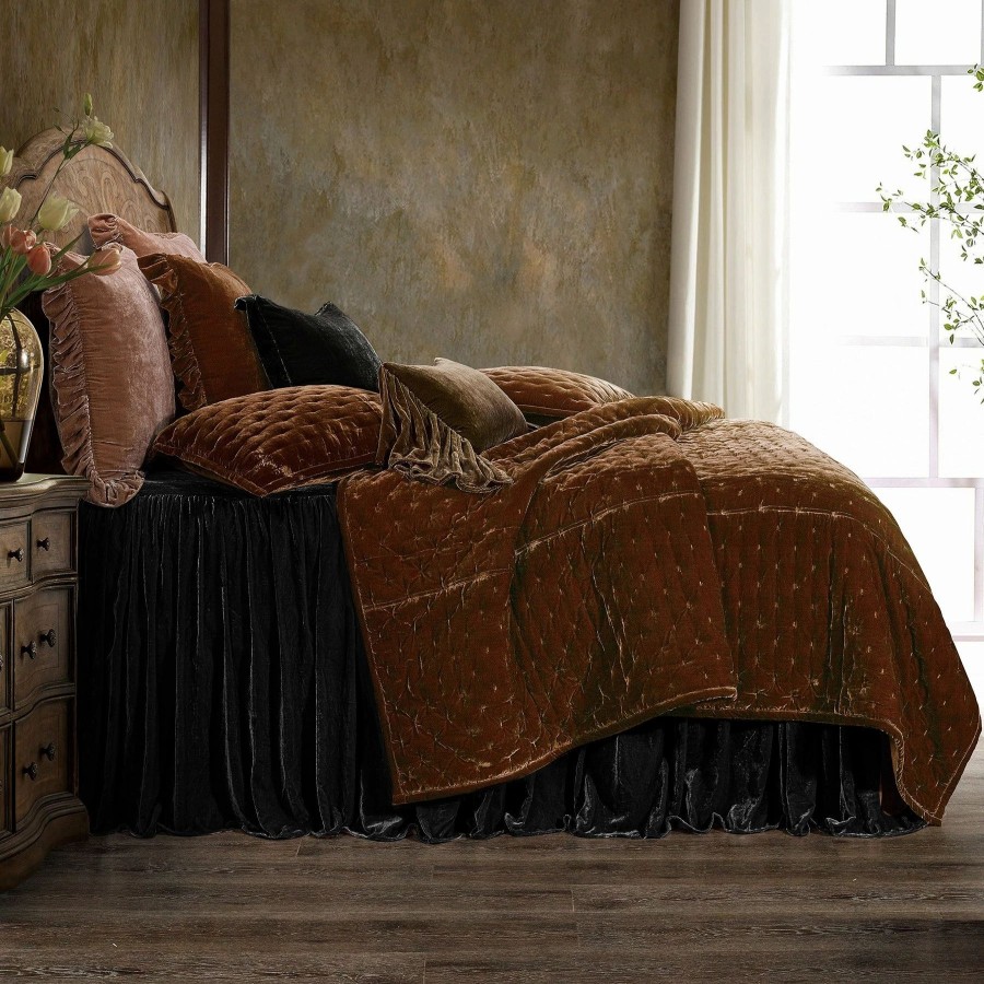 Bedding * | Top 10 Hiend Accents Stella Faux Silk Velvet Bedspread Set, 3Pc