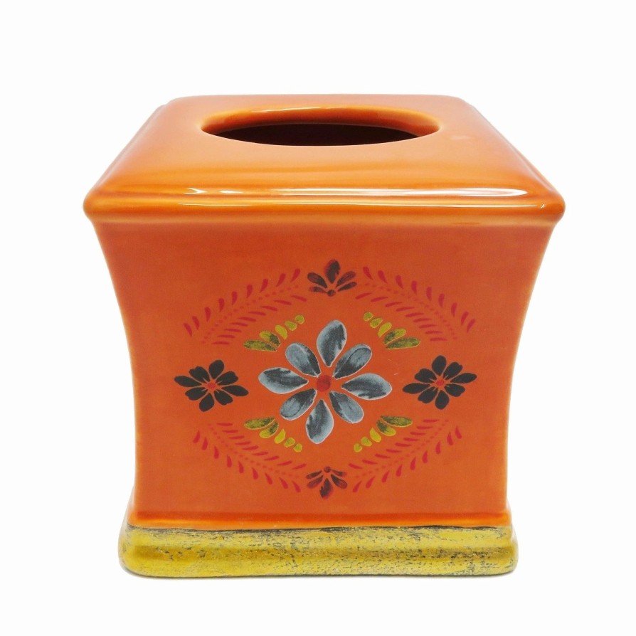 Bedding * | Promo Hiend Accents Bonita Tissue Box Orange