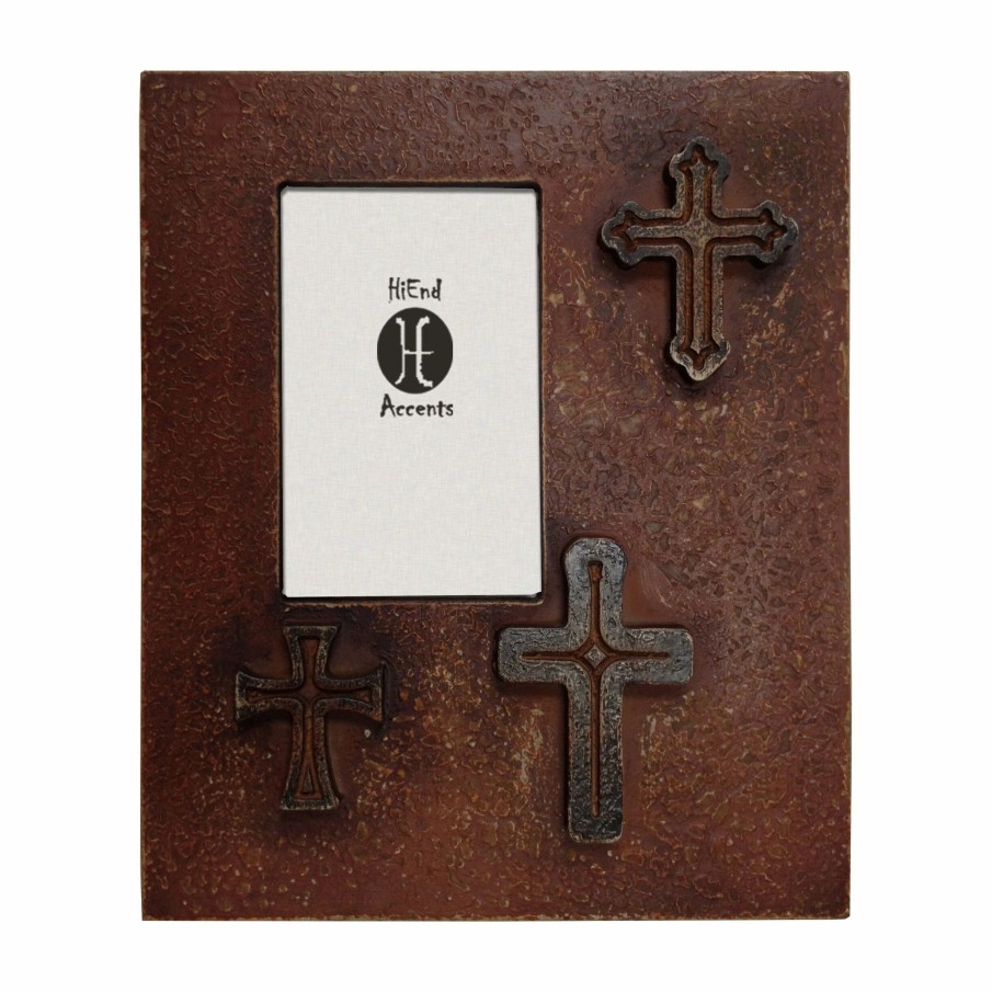 Home Goods * | Wholesale Hiend Accents Distressed Tree Crosses Frame (Ea), 4X6 Red