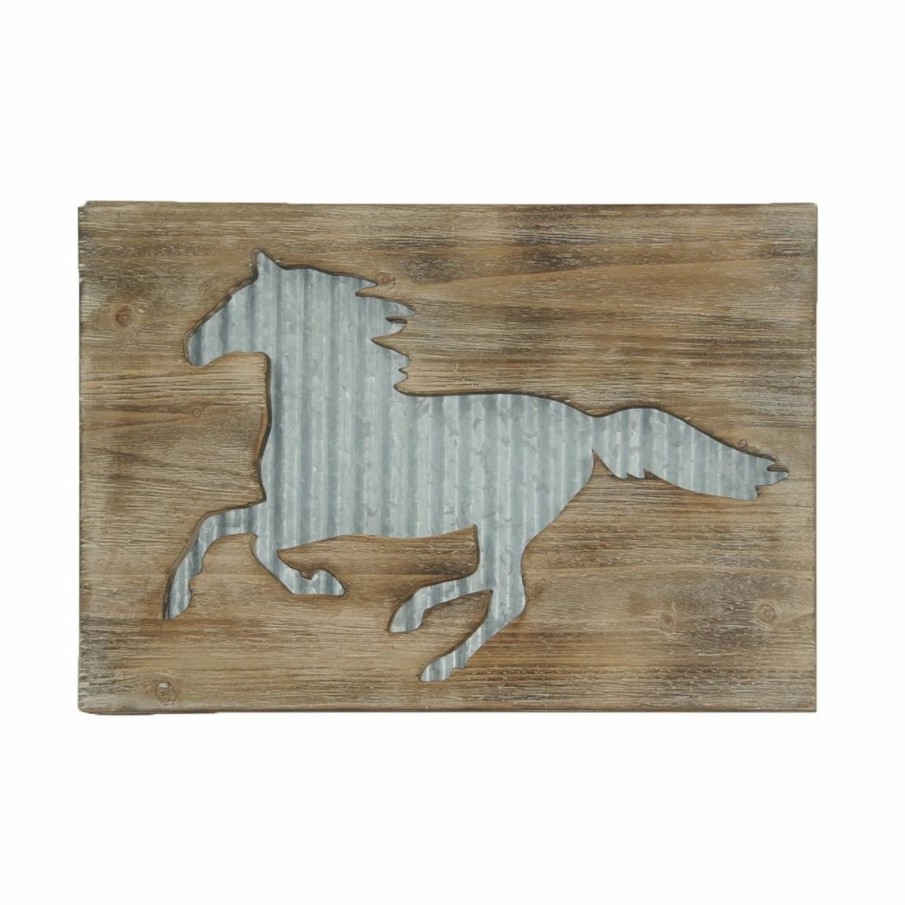 Home Goods * | Cheapest Hiend Accents Horse Galvanized Metal Wall Hanging