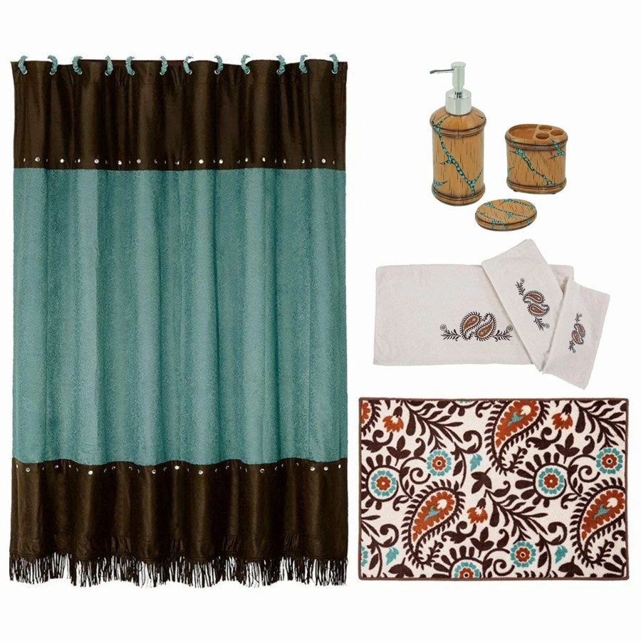 Bedding * | Cheapest Hiend Accents Turquoise Savannah 9-Pc Bath Accessary And Rebecca Towel Set Multi