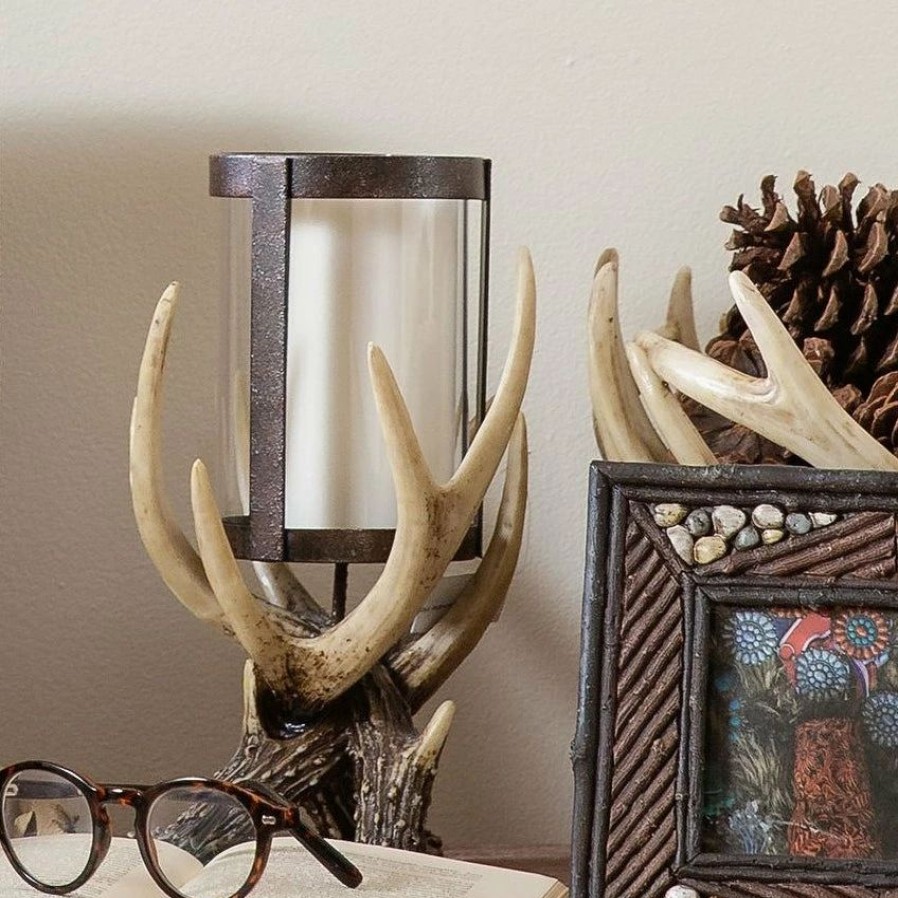 Home Goods * | Top 10 Hiend Accents Antler Pilar Candle Holder