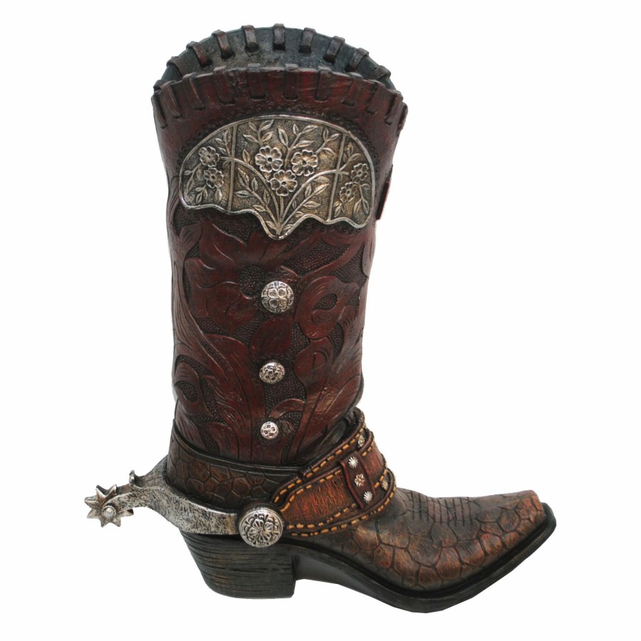 Home Goods * | Cheapest Hiend Accents Tooled Cowboy Boot Vase