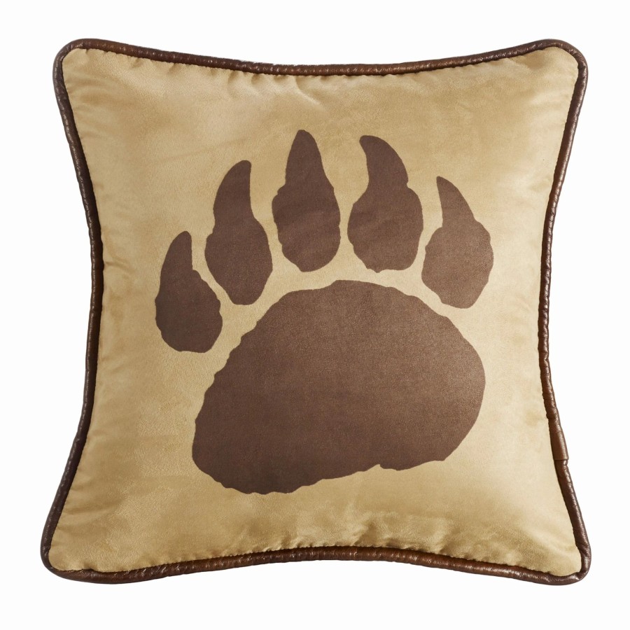 Home Goods * | Hot Sale Hiend Accents Faux Suede Reverse Faux Leather 18-Inch X 18-Inch Bear Claw Throw Pillow