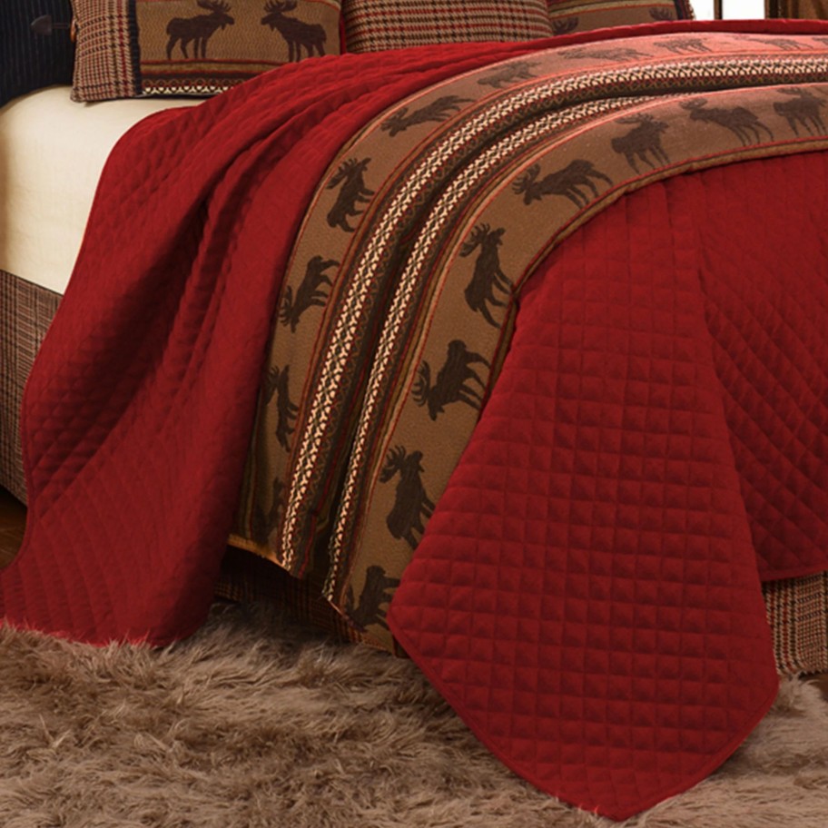 Bedding * | Discount Hiend Accents Bayfield Red Coverlet (1-Piece )