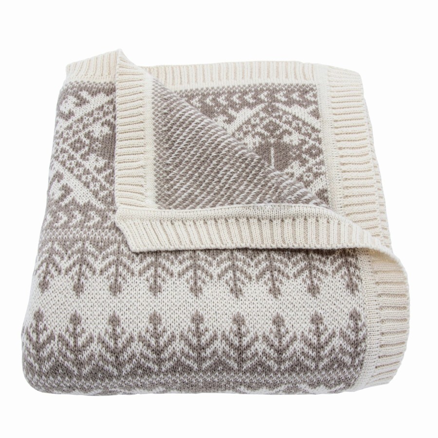 Bedding * | Hot Sale Hiend Accents Lodge Fair Isle Knit Throw, 50 60 Taupe