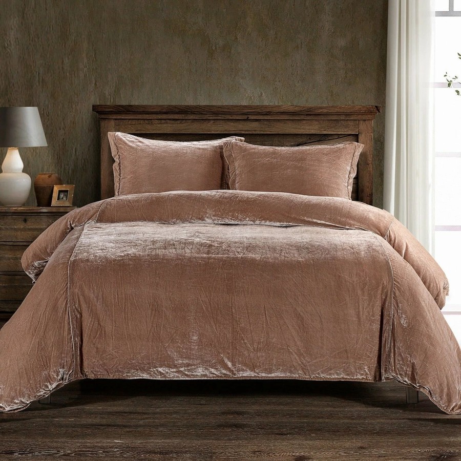 Bedding * | Promo Hiend Accents Stella Faux Silk Velvet Duvet Cover Set, 3Pc