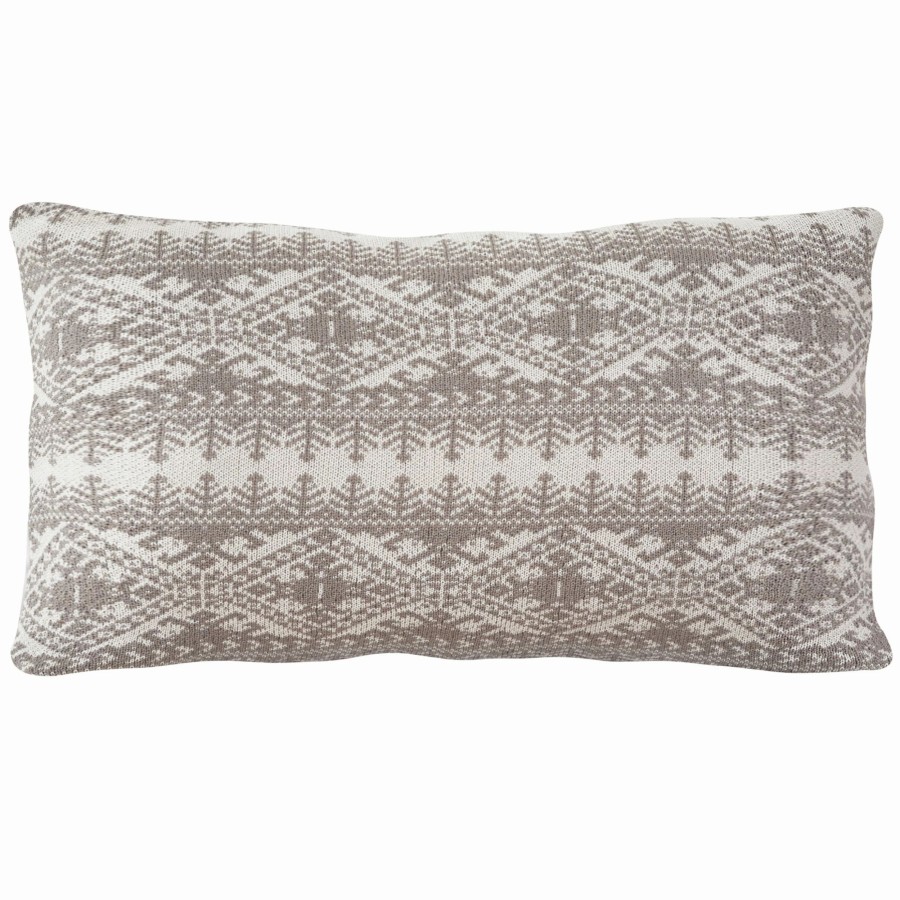 Bedding * | Cheapest Hiend Accents Taupe Fair Isle Oversized Pillow, 21 35 Taupe