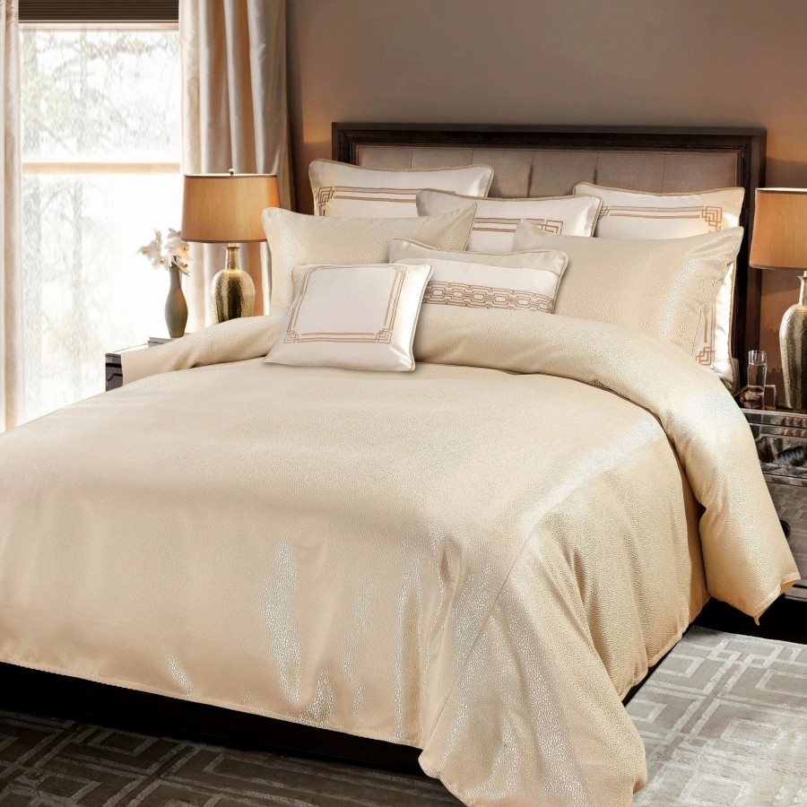 Bedding * | Brand New Hiend Accents Marilyn 3 Pc Duvet Set, Super King Gold