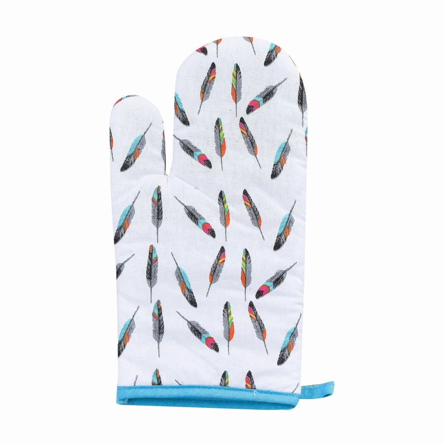 Home Goods * | Outlet Hiend Accents 1 Pc Tossed Feather Printed Oven Mitt