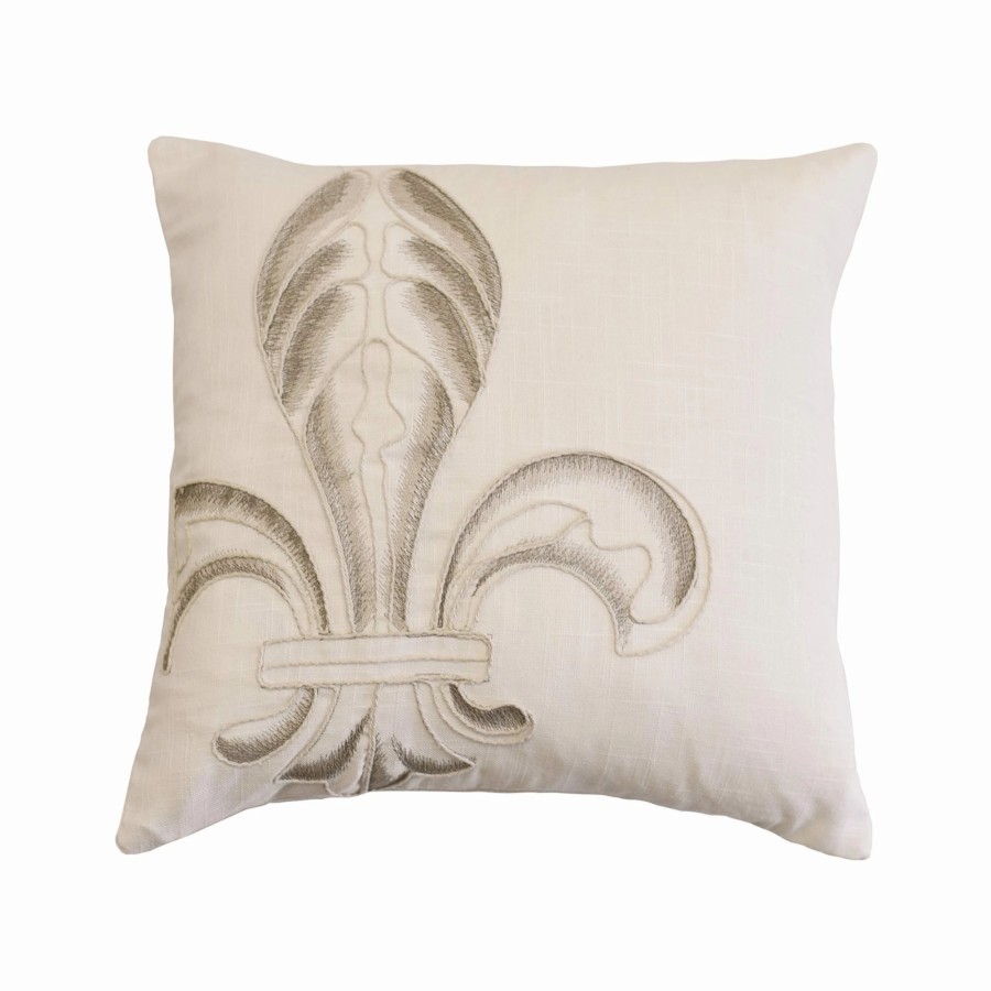 Bedding * | New Hiend Accents Embroidery Fleur De Lis Pillow, 18X18