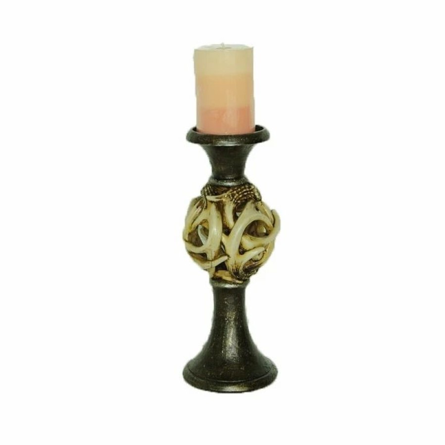 Home Goods * | Top 10 Hiend Accents Antler Ball Pilar Candle Holder