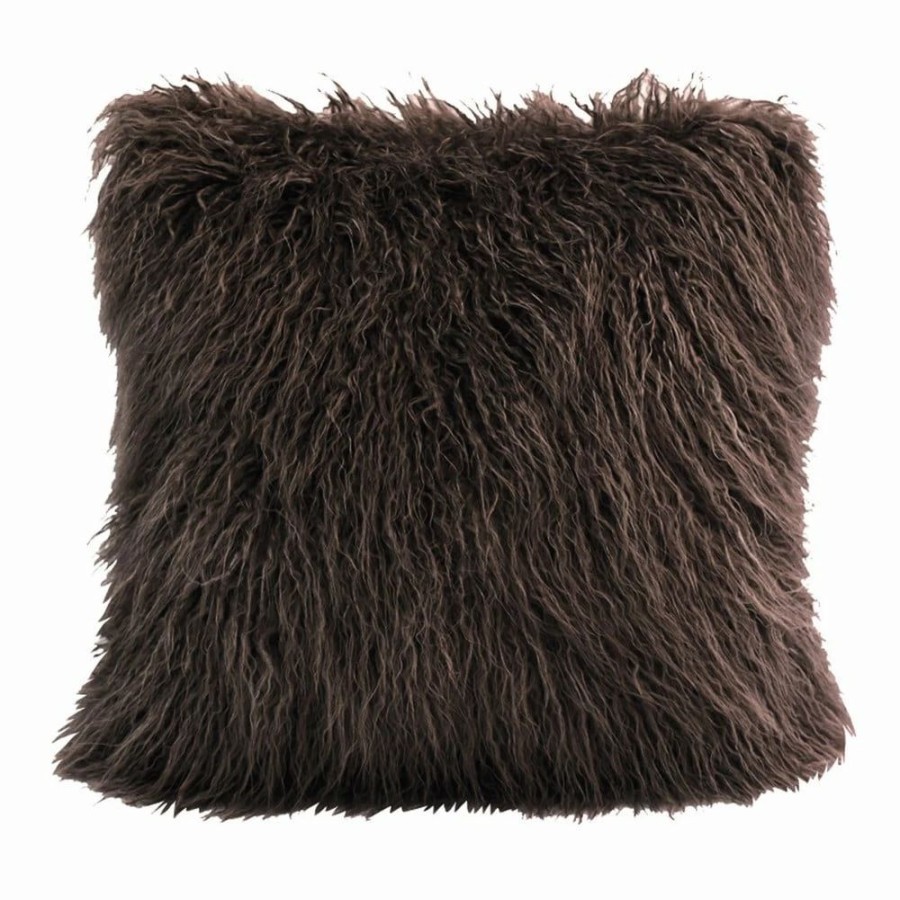 Home Goods * | Best Sale Hiend Accents Mongolian Faux Fur Throw Pillow, 18 X18