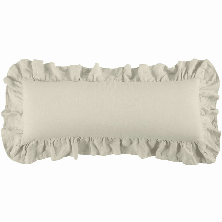 Home Goods * | Outlet Hiend Accents Luna Washed Linen Ruffled Lumbar Pillow, 14 X36