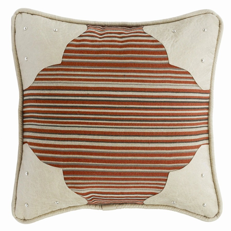 Home Goods * | New Hiend Accents Faux Leather 18 X 18-Inch Corner Scallop Throw Pillow