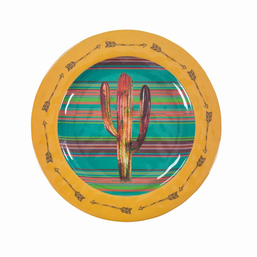 Home Goods * | Best Reviews Of Hiend Accents Cactus Design Melamine Dinner Plate, 4 Pc