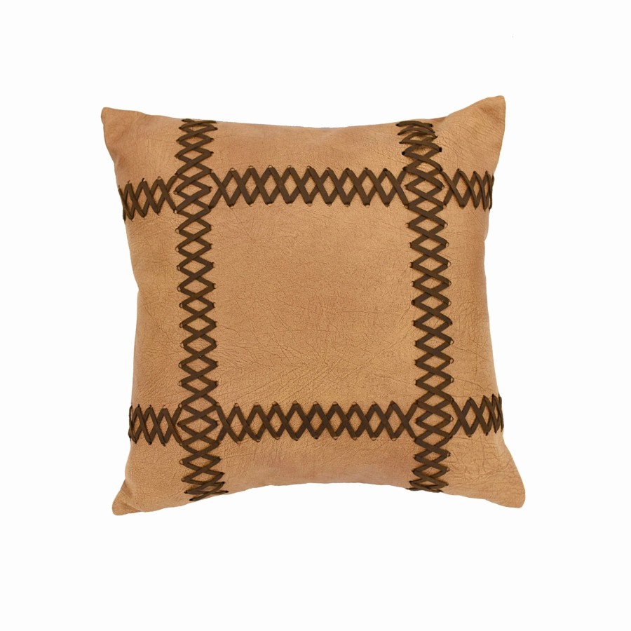 Home Goods * | Cheap Hiend Accents Faux Leather 18-Inch Throw Pillow With Lacing