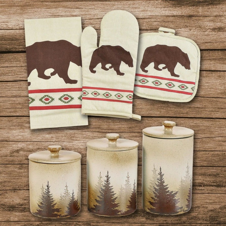 Home Goods * | Best Reviews Of Hiend Accents Aztec Bear Print And Clearwater Pines 12 Pc Set