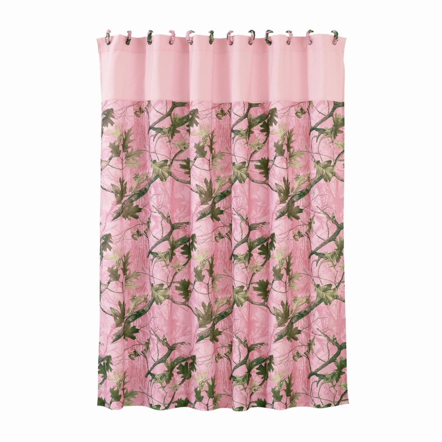 Bedding * | Top 10 Hiend Accents Pink Oak Camo Shower Curtain 72 X 72