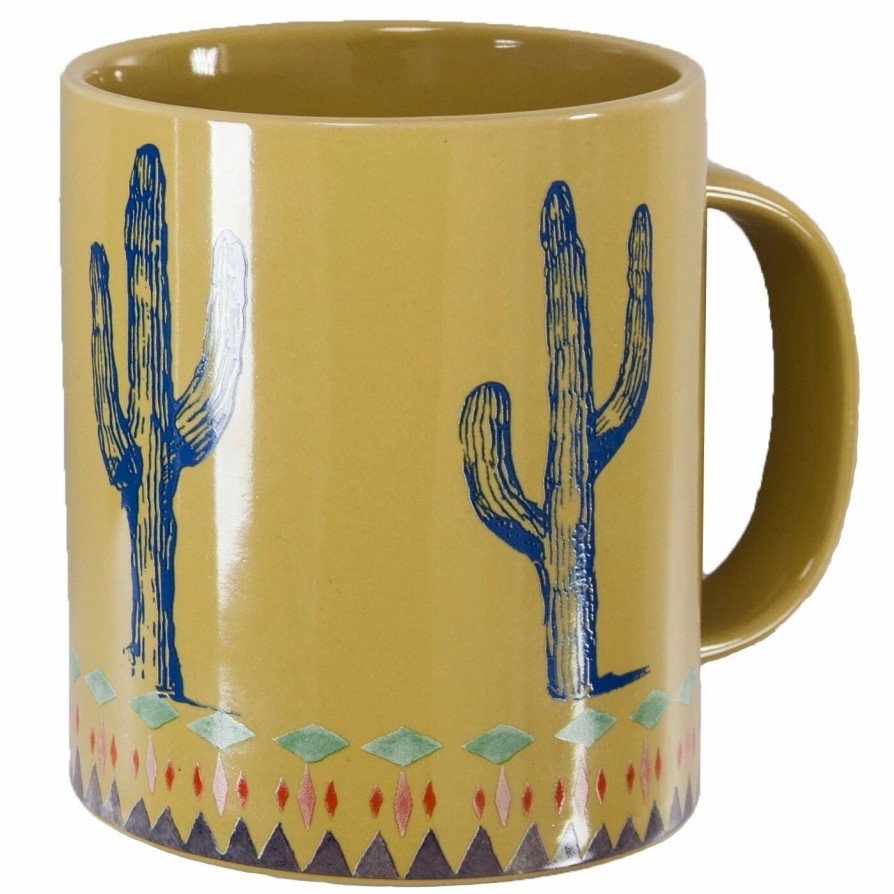 Home Goods * | Best Reviews Of Hiend Accents Rustic Cactus Border 4 Piece Mug Set