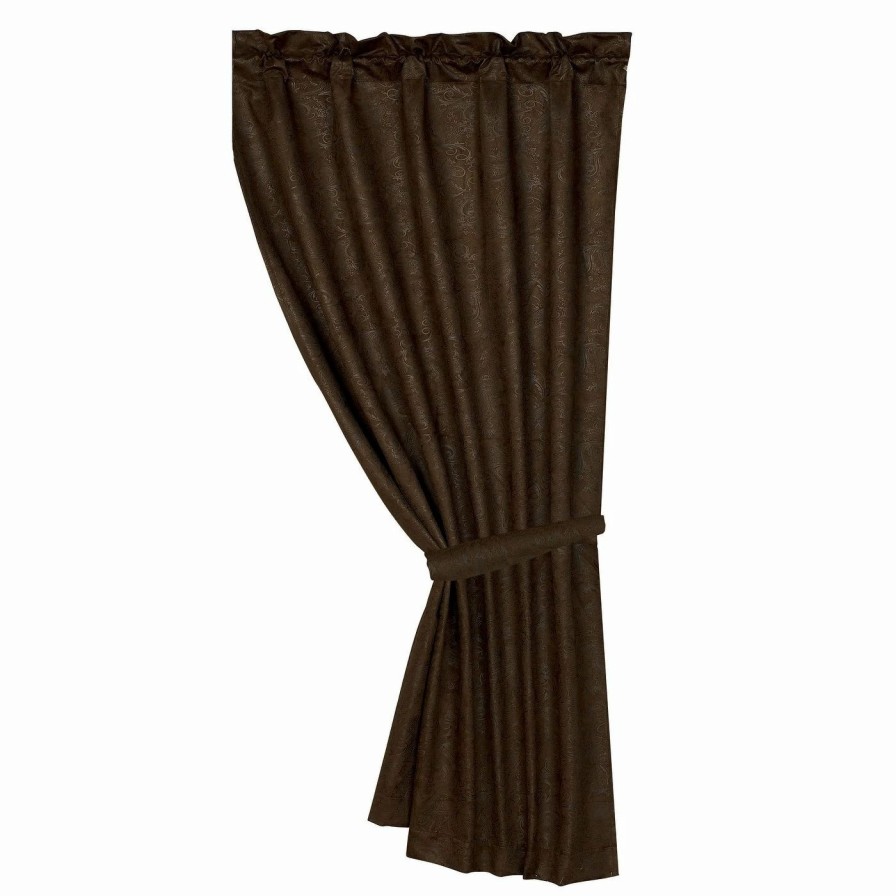 Home Goods * | New Hiend Accents Chocolate Tooled Leather Curtain, 48 X84