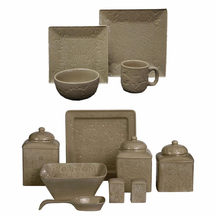 Home Goods * | Brand New Hiend Accents Savannah Western Dinnerware & Canister Set, 24Pc