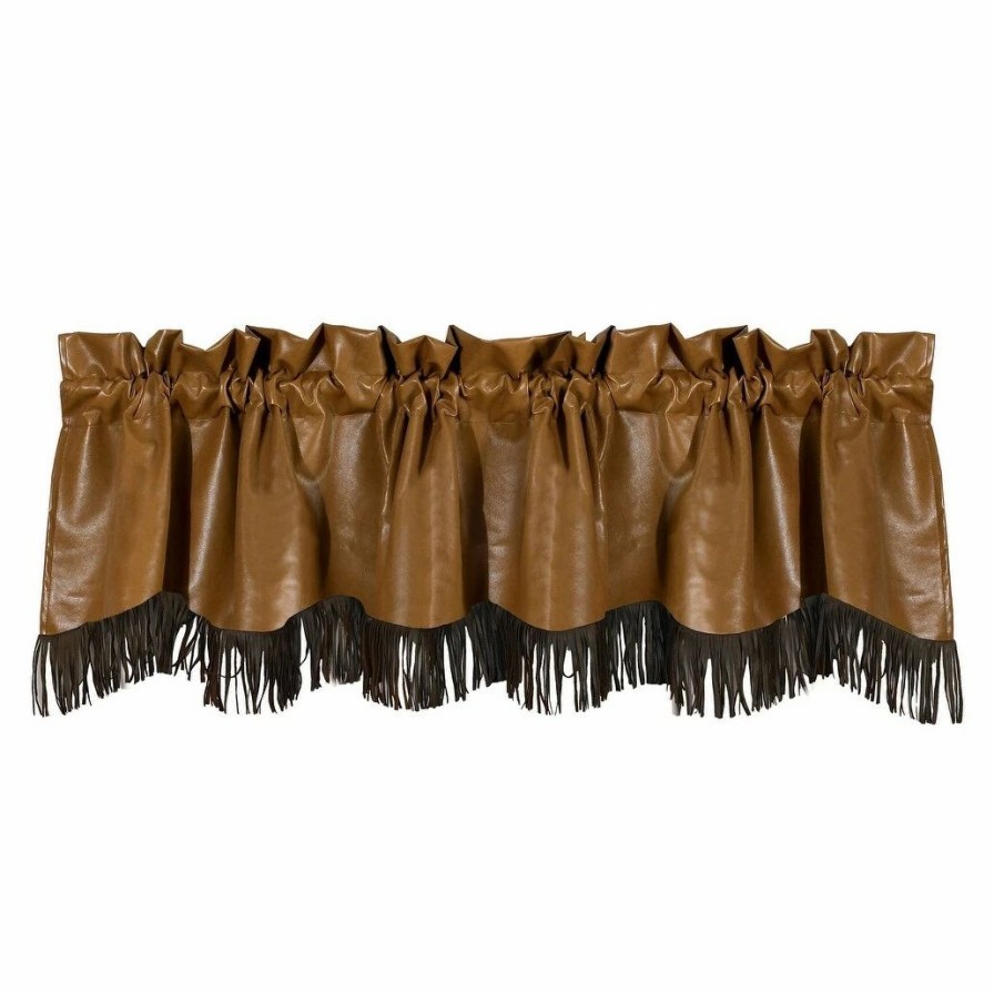 Home Goods * | Buy Hiend Accents Faux Leather Valance W/Fringes, 84 X18