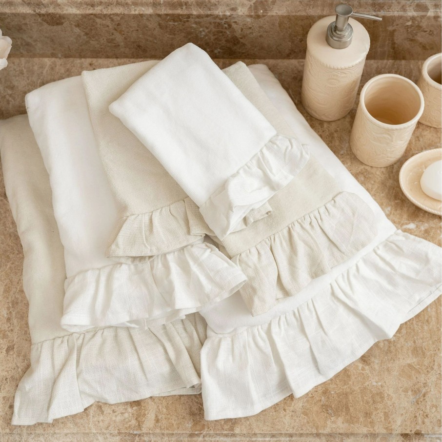 Bedding * | Brand New Hiend Accents Lily Towel Set, 3Pc White