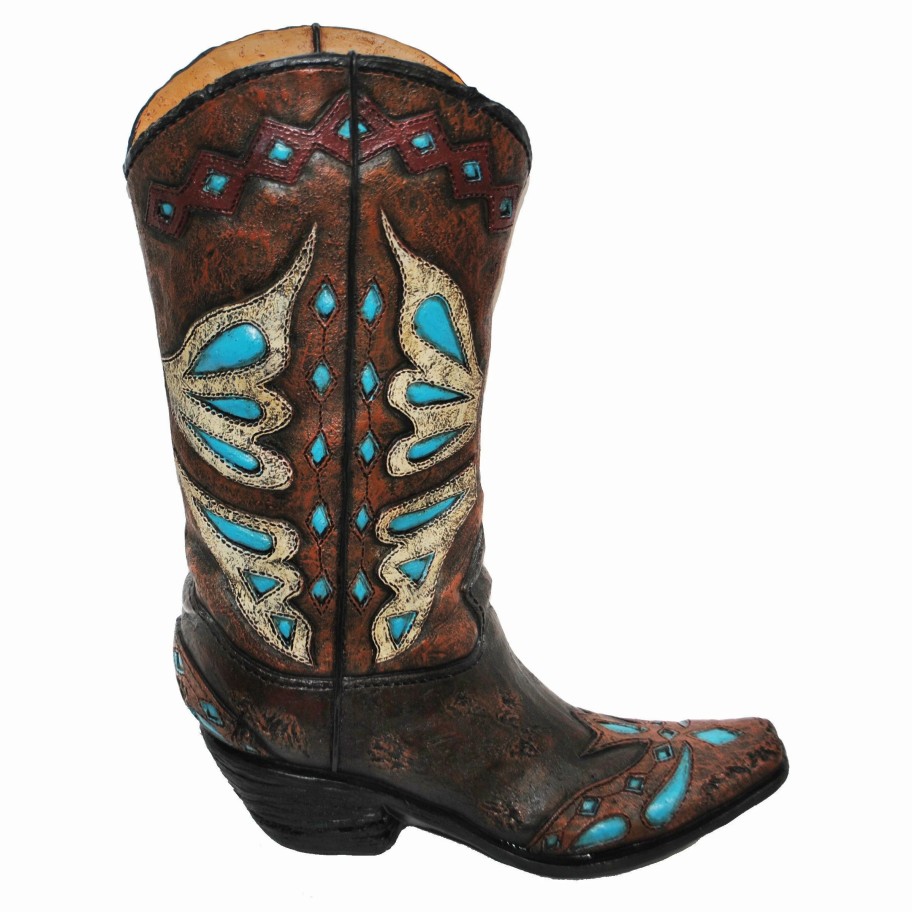 Home Goods * | Outlet Hiend Accents Turquoise Cowboy Boot Vase