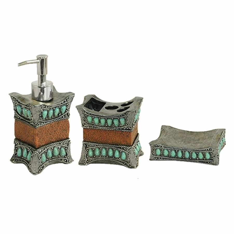 Bedding * | Cheapest Hiend Accents Turquoise Bath Set, 3 Pc Multi