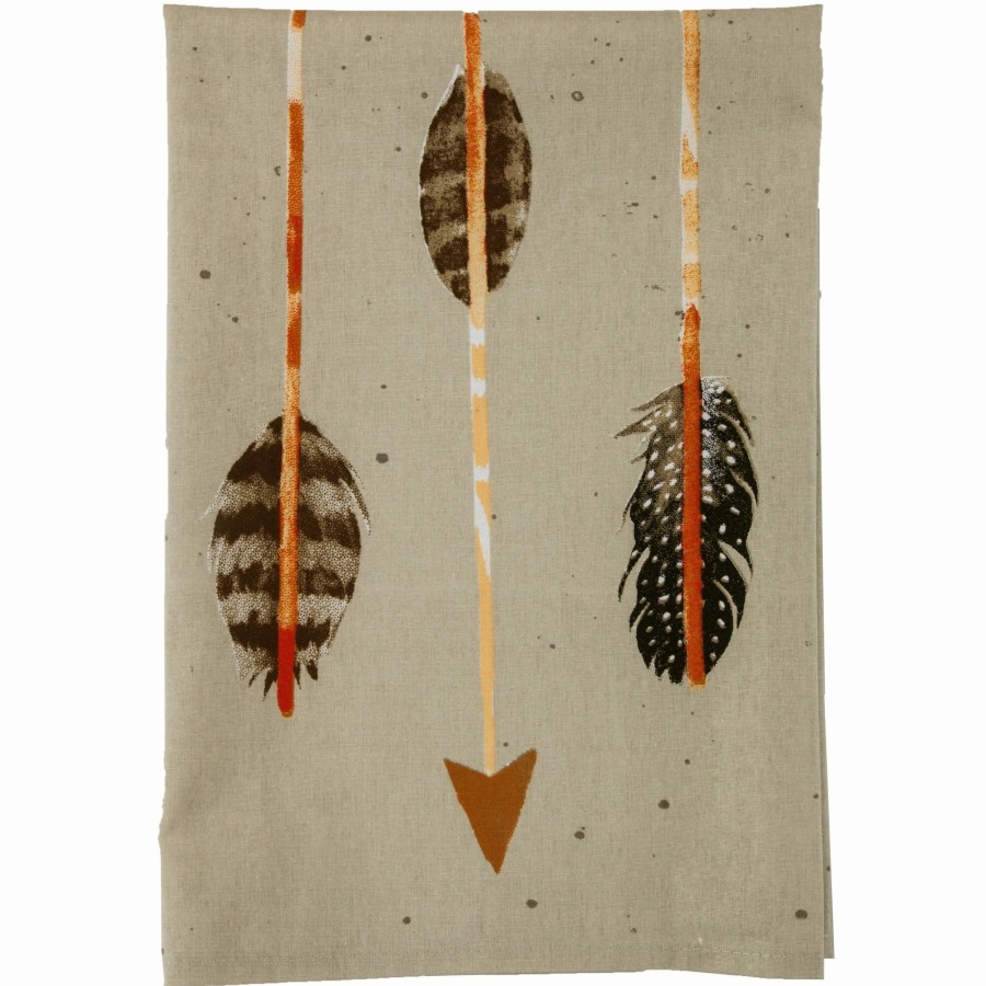 Home Goods * | Best Sale Hiend Accents Large Arrow Printed Tea Towel 28 X28 , 5 Piece Set