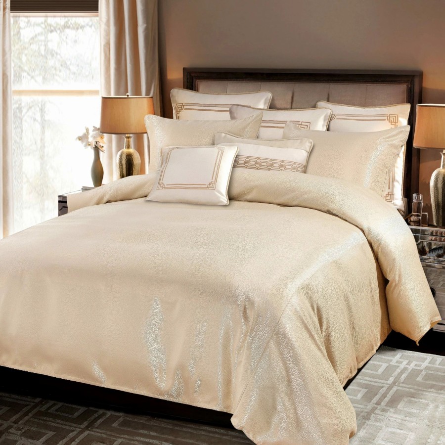 Bedding * | Cheapest Hiend Accents Marilyn 3 Pc Duvet Set, Super Queen Gold