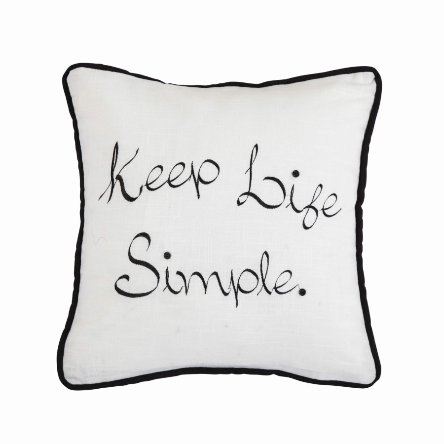 Home Goods * | Discount Hiend Accents "Keep Life Simple" Embroidery Throw Pillow, 18 X18