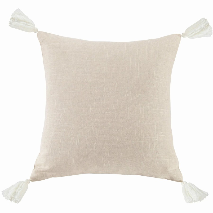 Home Goods * | New Hiend Accents Luna Washed Linen Tasseled Square Pillow, 18 X18