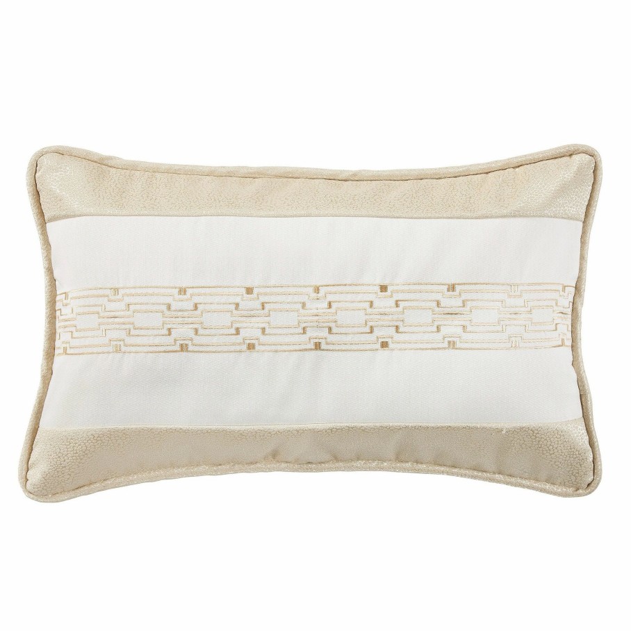 Bedding * | Promo Hiend Accents Chain Link Embroidery Pillow On Champaign Bubble Jacquard , 16 26