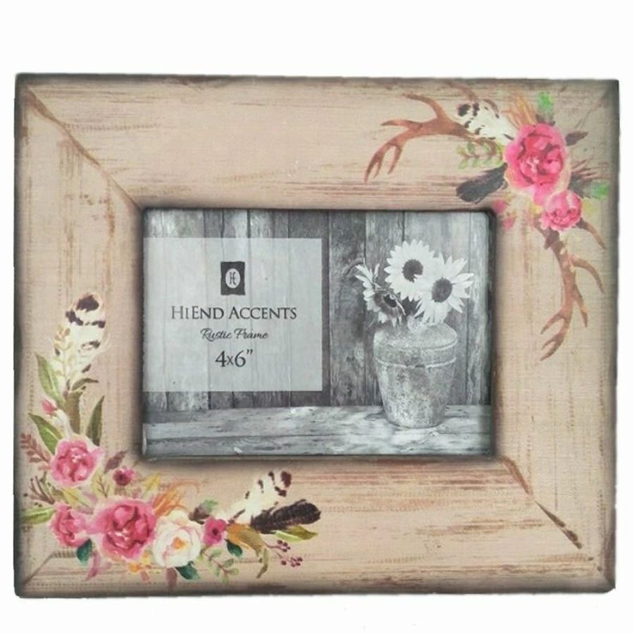 Home Goods * | Coupon Hiend Accents Bohemian Rose And Antler 4 X6 Frame