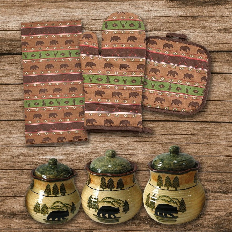 Home Goods * | Deals Hiend Accents Aztec Multi Animal Print And Rustic Bear Canister 12 Pc Set