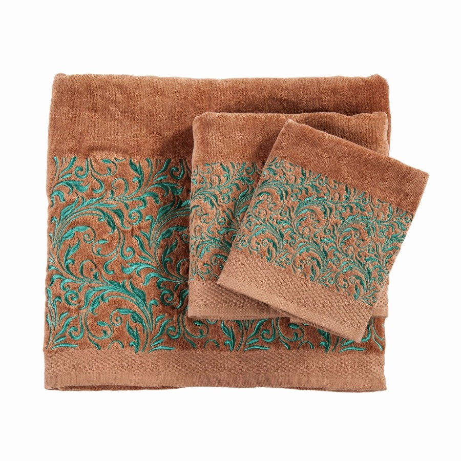 Bedding * | New Hiend Accents 3 Pc Towel Set Scroll Pattern, 3-Pc Mocha