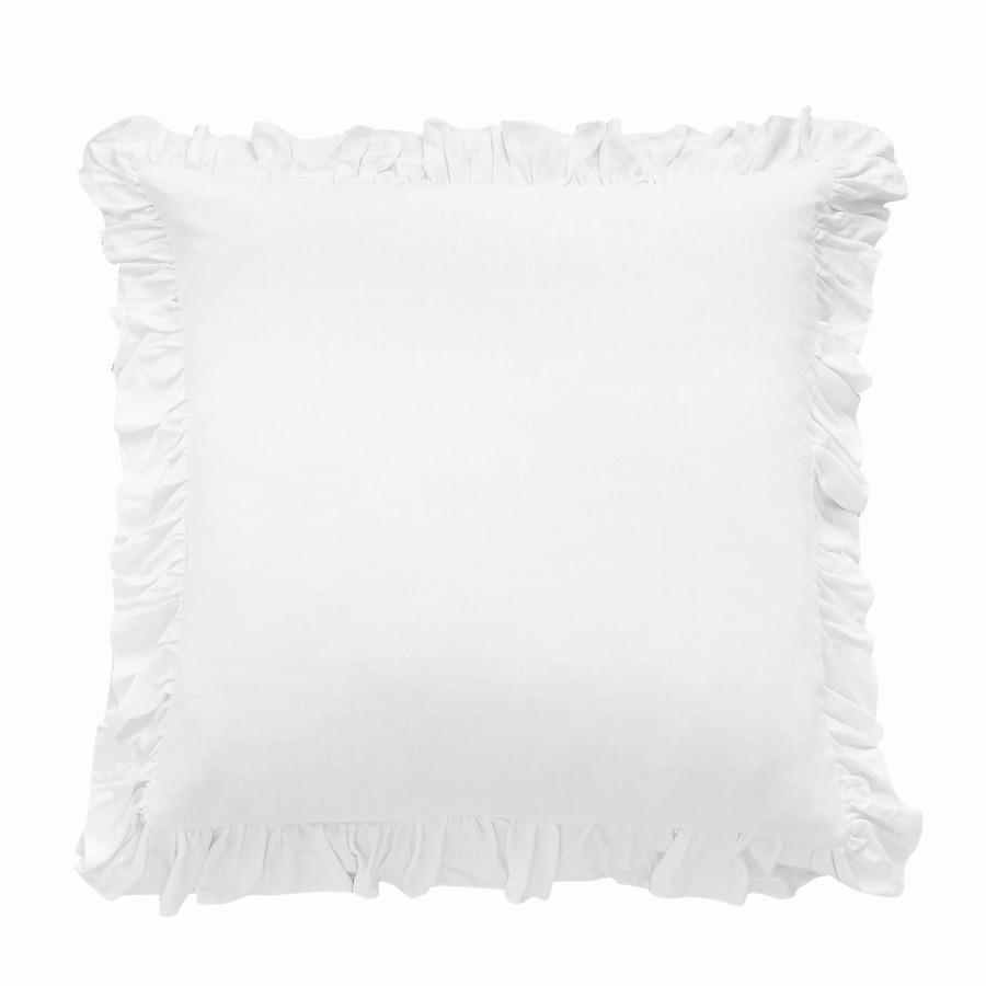 Bedding * | Best Sale Hiend Accents Lily Washed Linen Ruffled Euro Sham, 27 X27